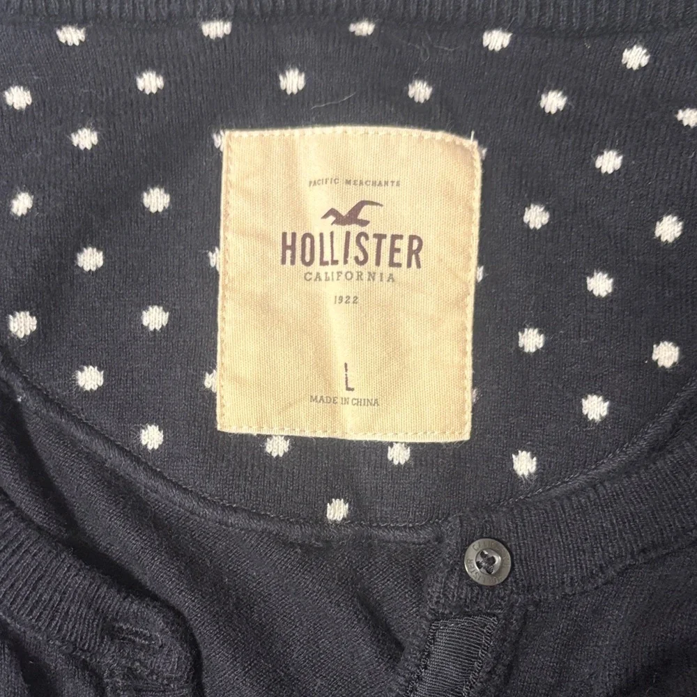 Hollister Vintage Navy Cardigan with Upper Polka Dot Lining - Picture 2 of 2